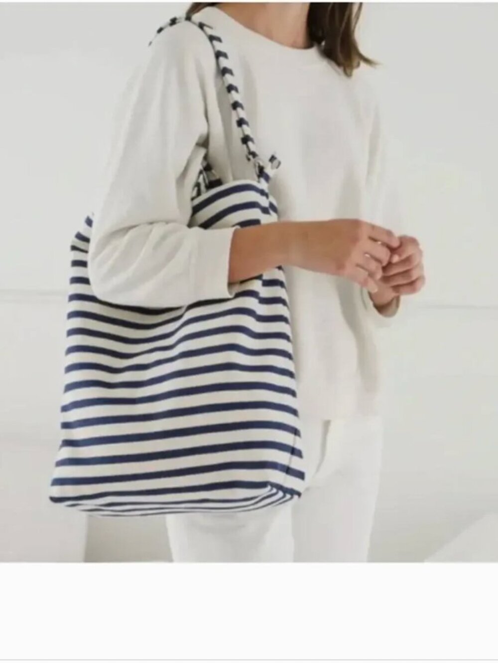 Baggu Duck Bag Stripe Canvas Tote Bag Blue & White new without tags